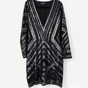 Black and Silver Sequin Dress